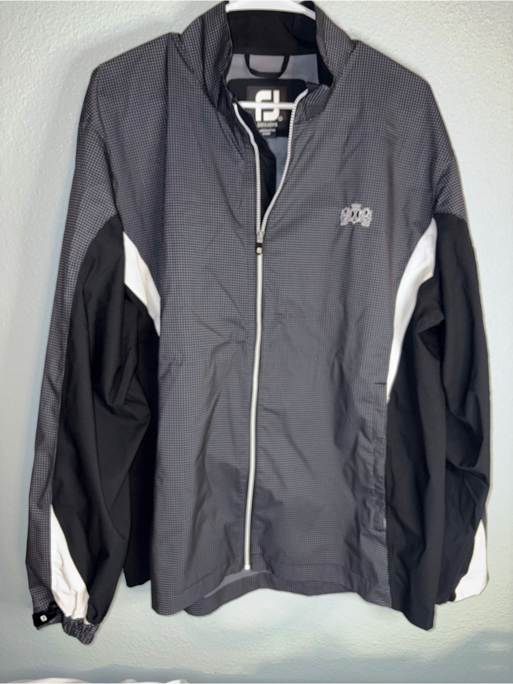 Footjoy Men's Gray & Black Performance Zip Jacket with White Accents hydrolite